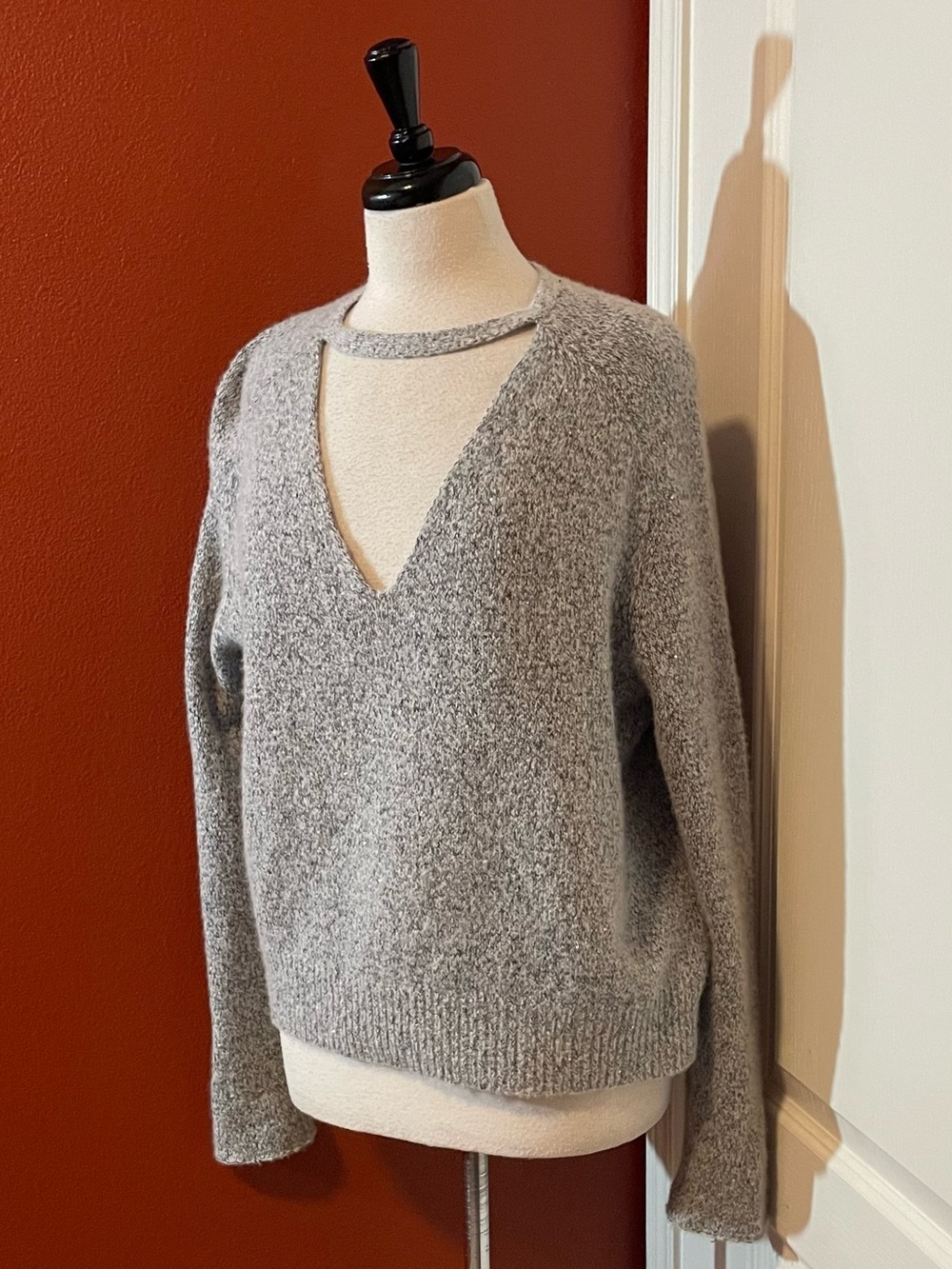 Brochu Walker Women’s Falon V Neck Soft Cashmere Blend Lagenlook Sparkle Sweater